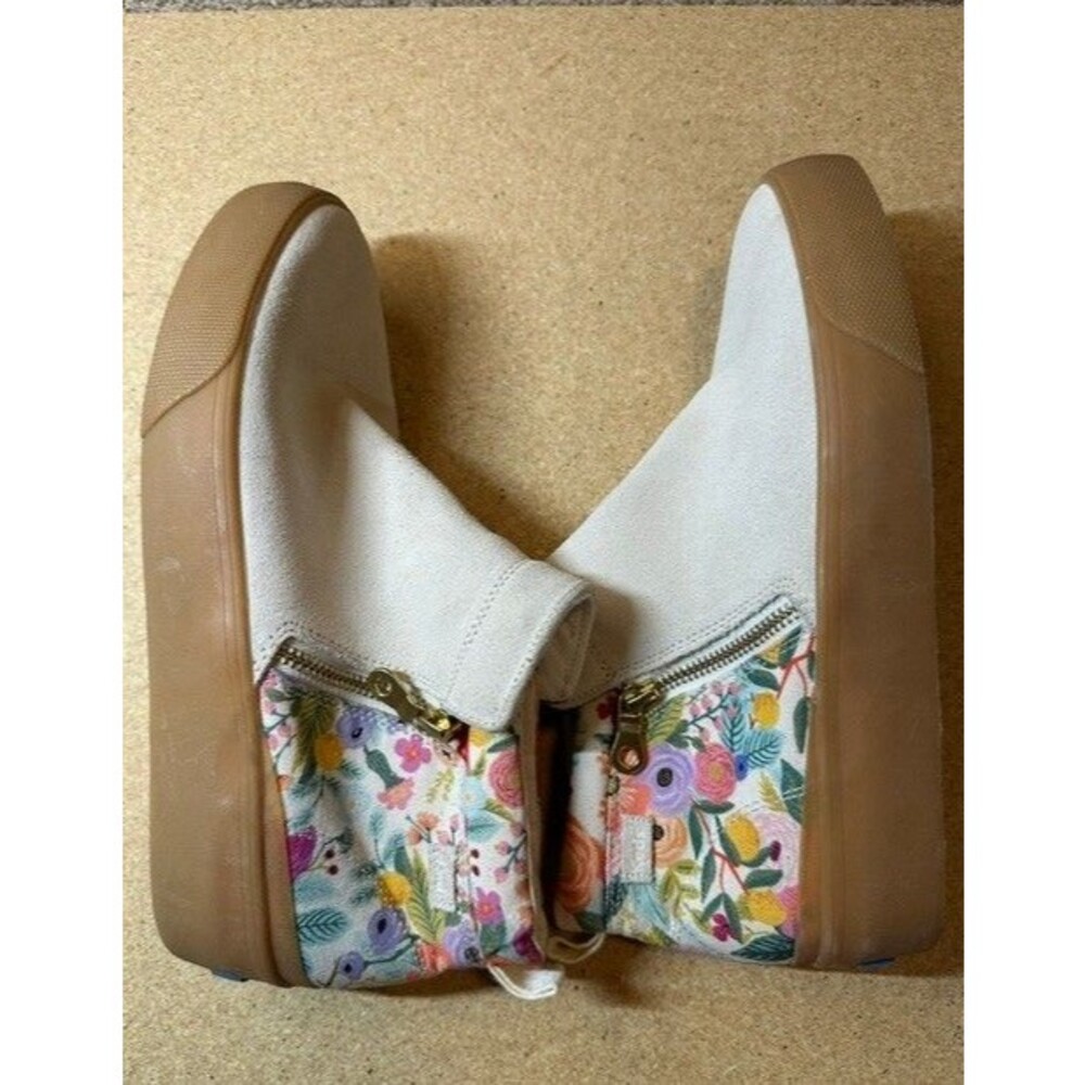 Keds x Rifle Paper Co Cooper Suede Floral High Top Sneakers Tan WH67126 Size 10